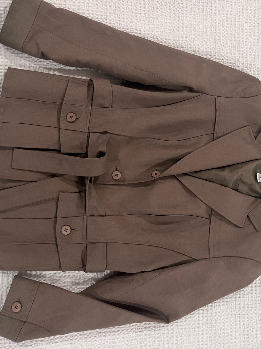 Talbot’s Brown Jacket, Coat, belted, military utility style, safari chic, office - Picture 5 of 7